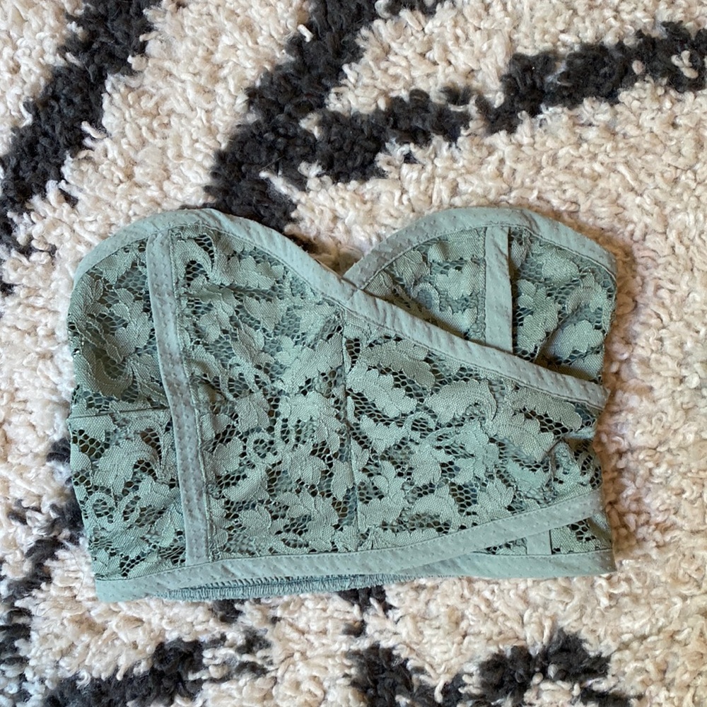 *4 for 24* Free People Olive Corset Lace Top
